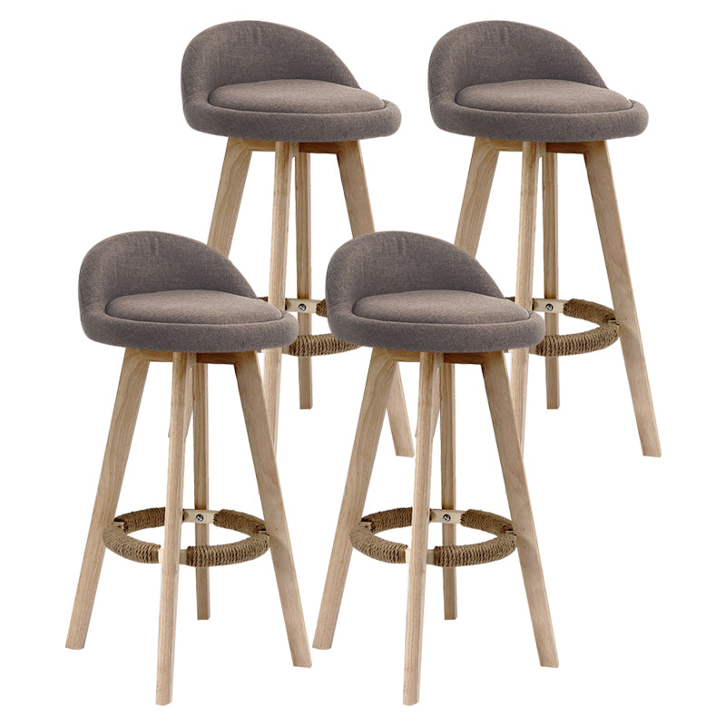 Scandinavian Rubberwood Upholstered Barstool Matte Finish Home Stool