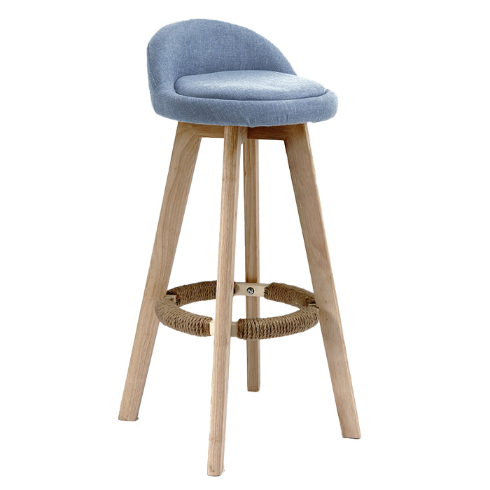 Scandinavian Rubberwood Upholstered Barstool Matte Finish Home Stool