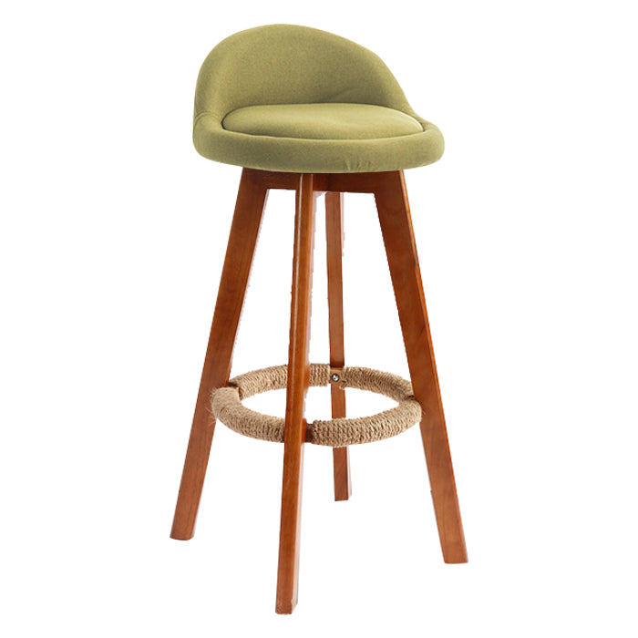 Scandinavian Rubberwood Upholstered Barstool Matte Finish Home Stool