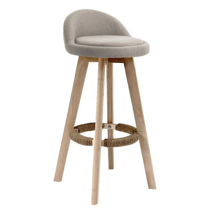Scandinavian Rubberwood Upholstered Barstool Matte Finish Home Stool