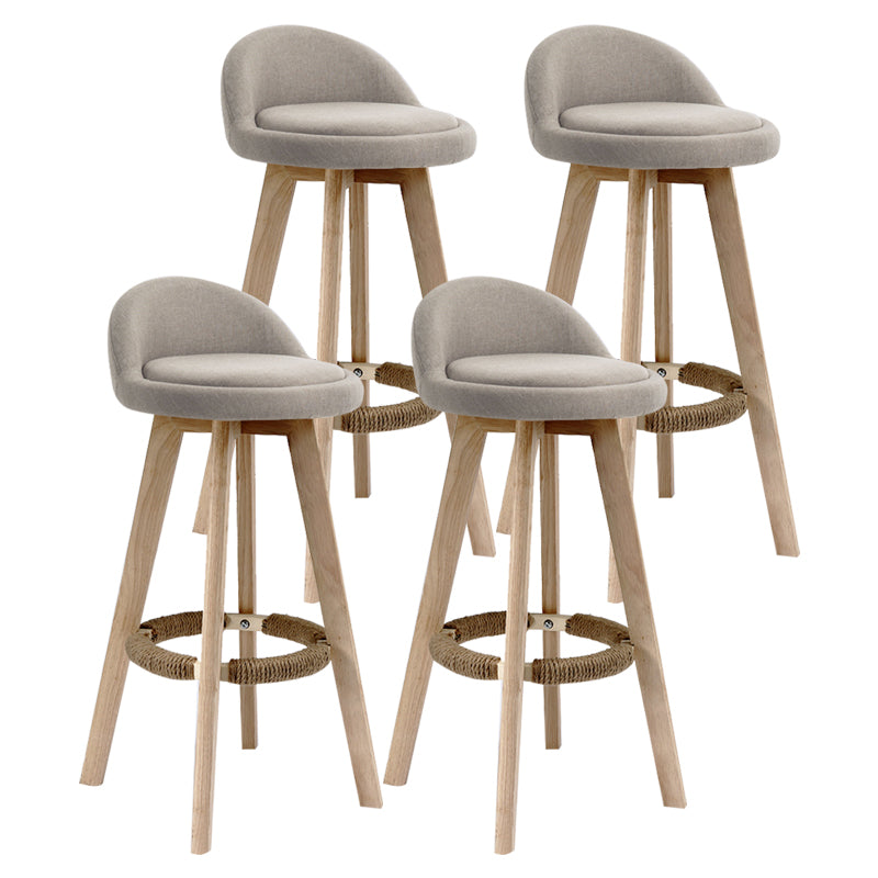 Scandinavian Rubberwood Upholstered Barstool Matte Finish Home Stool