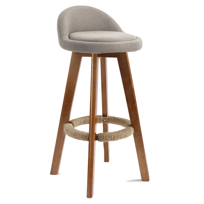 Scandinavian Rubberwood Upholstered Barstool Matte Finish Home Stool