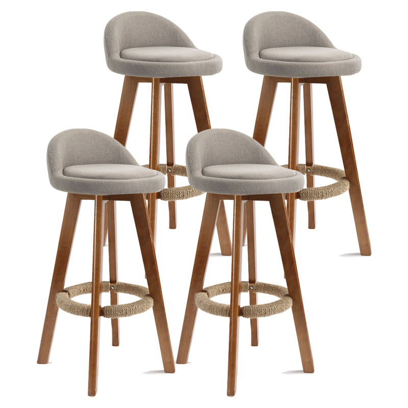 Scandinavian Rubberwood Upholstered Barstool Matte Finish Home Stool