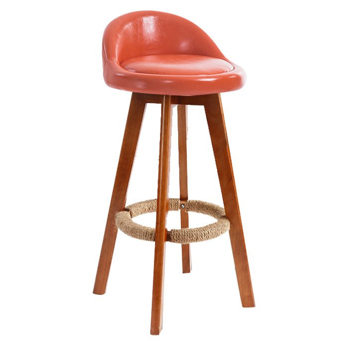 Scandinavian Rubberwood Upholstered Barstool Matte Finish Home Stool