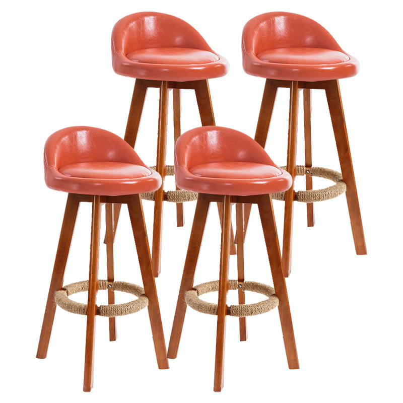 Scandinavian Rubberwood Upholstered Barstool Matte Finish Home Stool