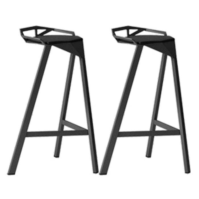 Modern Armless Backrest Counter Stool Iron Kitchen Bar Stool with Leather Cushion