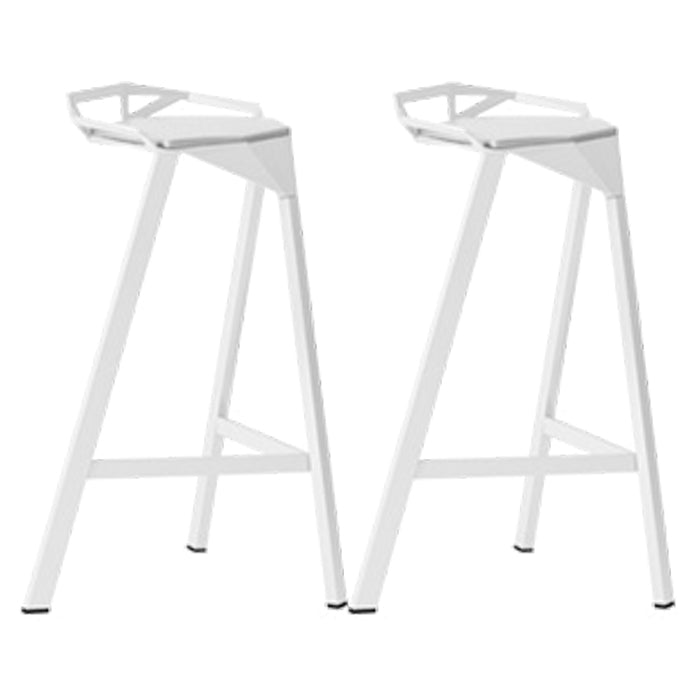 Modern Armless Backrest Counter Stool Iron Kitchen Bar Stool with Leather Cushion