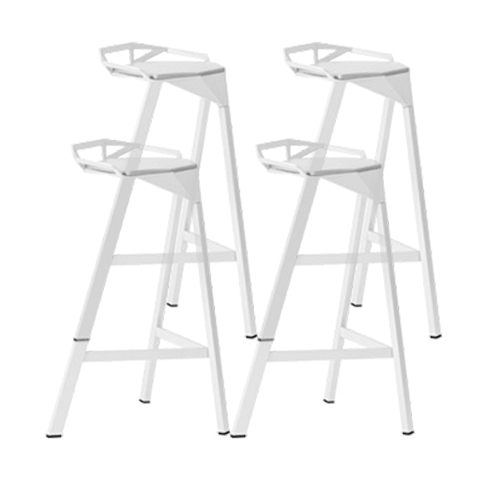Modern Armless Backrest Counter Stool Iron Kitchen Bar Stool with Leather Cushion