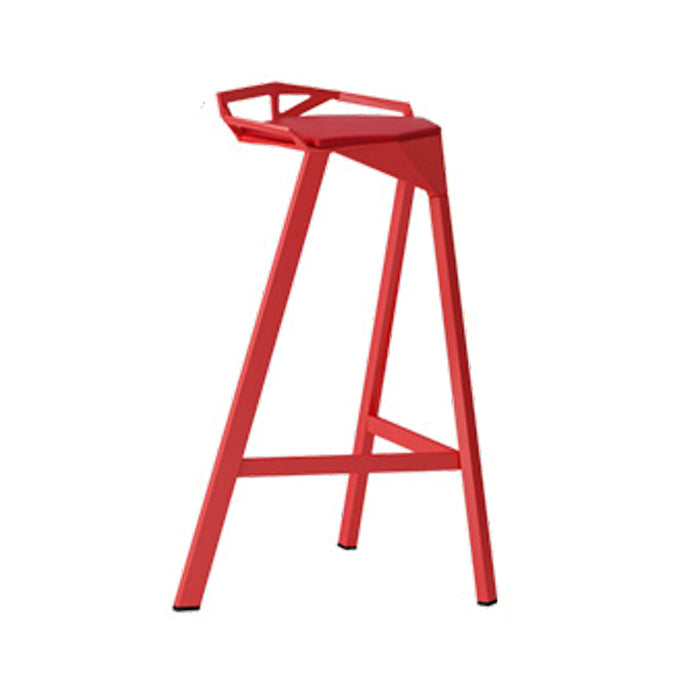 Modern Armless Backrest Counter Stool Iron Kitchen Bar Stool with Leather Cushion