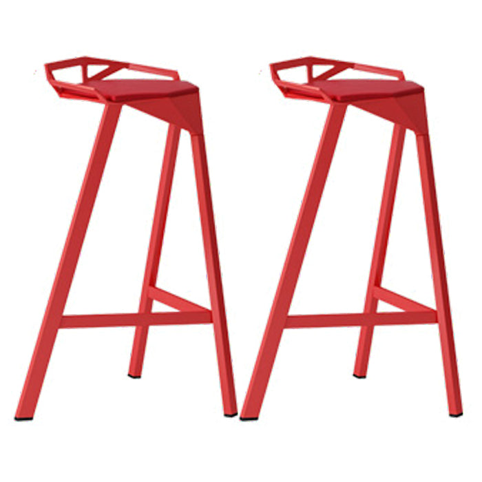 Modern Armless Backrest Counter Stool Iron Kitchen Bar Stool with Leather Cushion