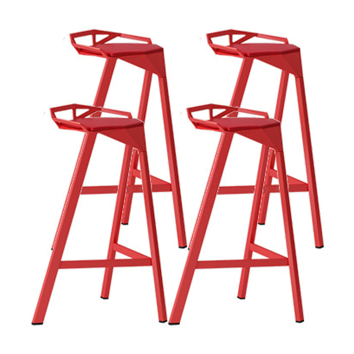 Modern Armless Backrest Counter Stool Iron Kitchen Bar Stool with Leather Cushion