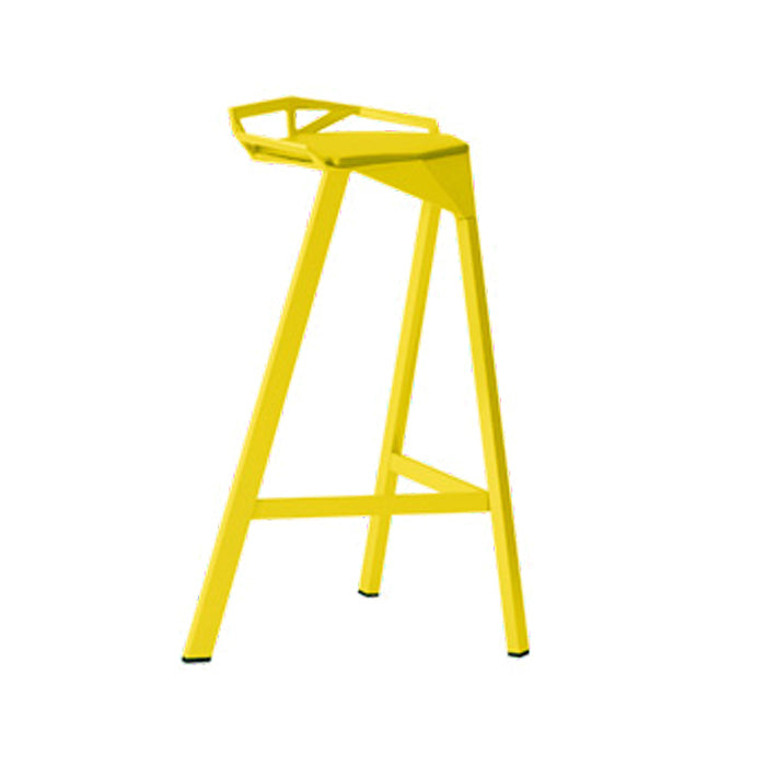 Modern Armless Backrest Counter Stool Iron Kitchen Bar Stool with Leather Cushion
