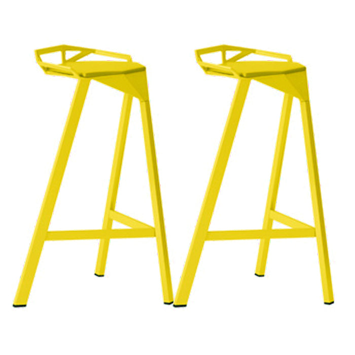 Modern Armless Backrest Counter Stool Iron Kitchen Bar Stool with Leather Cushion
