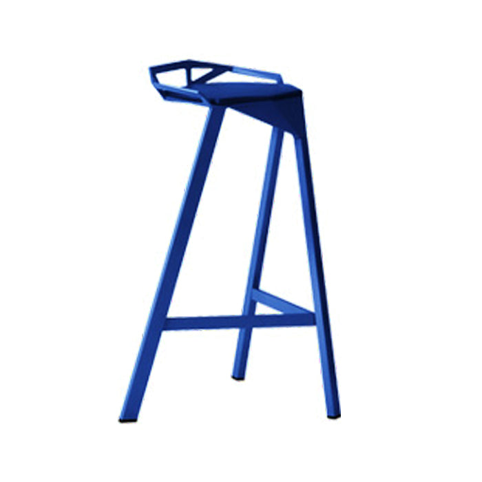 Modern Armless Backrest Counter Stool Iron Kitchen Bar Stool with Leather Cushion