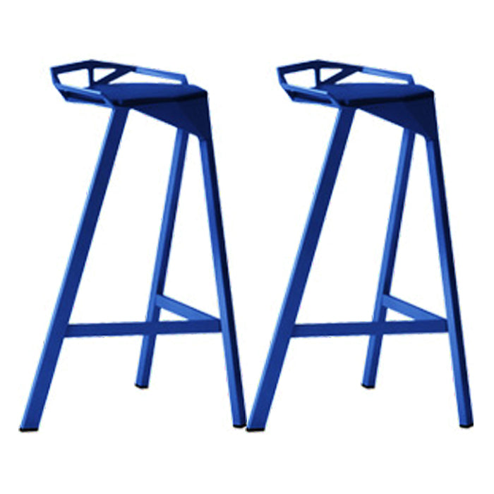 Modern Armless Backrest Counter Stool Iron Kitchen Bar Stool with Leather Cushion
