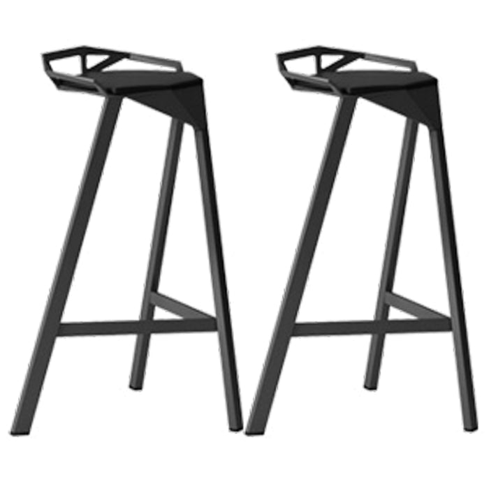 Modern Armless Backrest Counter Stool Iron Kitchen Bar Stool with Leather Cushion