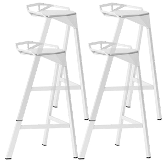 Modern Armless Backrest Counter Stool Iron Kitchen Bar Stool with Leather Cushion