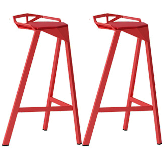 Modern Armless Backrest Counter Stool Iron Kitchen Bar Stool with Leather Cushion