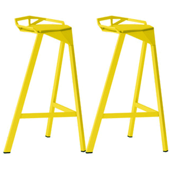 Modern Armless Backrest Counter Stool Iron Kitchen Bar Stool with Leather Cushion