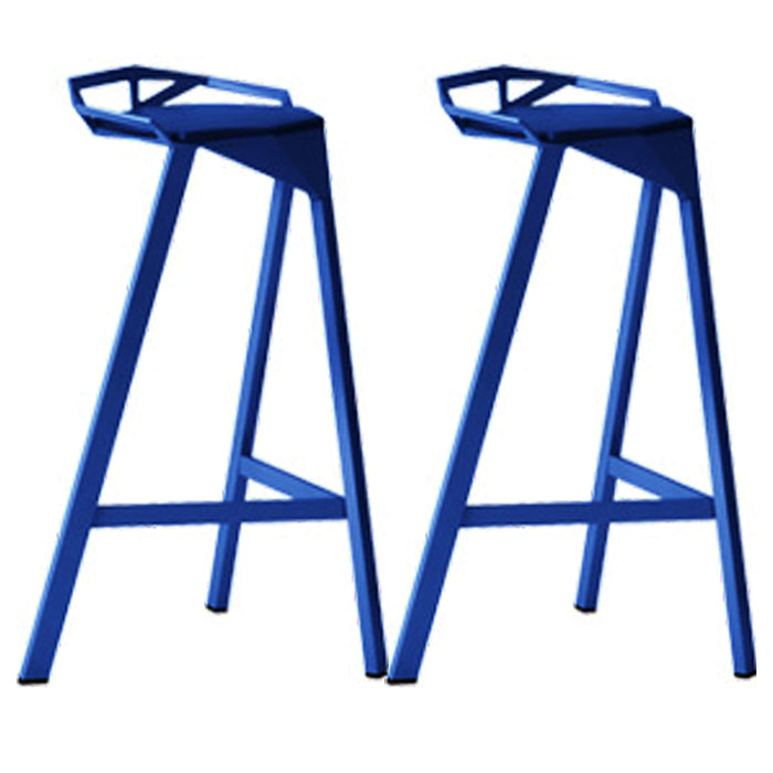 Modern Armless Backrest Counter Stool Iron Kitchen Bar Stool with Leather Cushion
