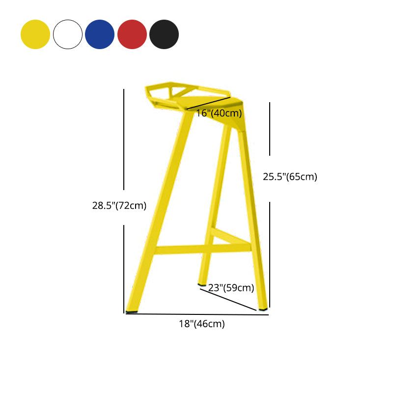 Modern Armless Backrest Counter Stool Iron Kitchen Bar Stool with Leather Cushion