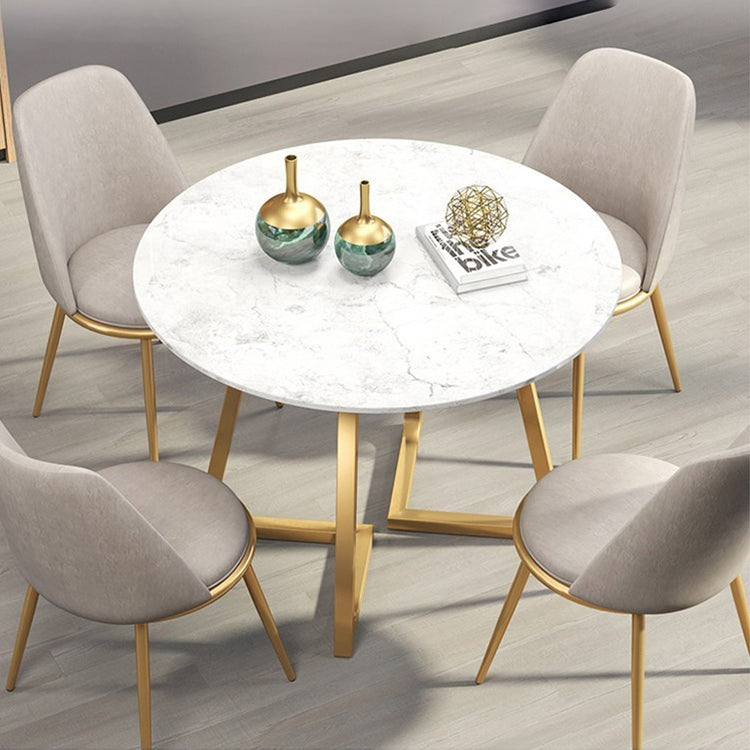 Glam 1/4/5/6 Pieces Dining Set Round Stone Dining Table for Dining Room