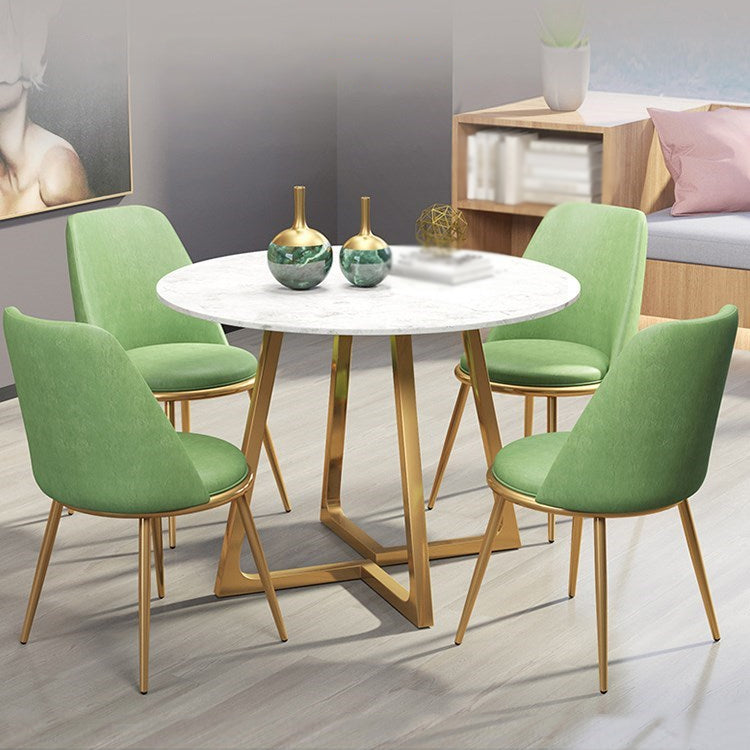 Glam 1/4/5/6 Pieces Dining Set Round Stone Dining Table for Dining Room
