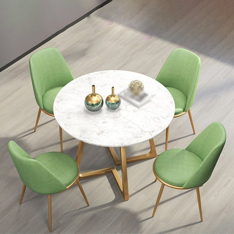 Glam 1/4/5/6 Pieces Dining Set Round Stone Dining Table for Dining Room