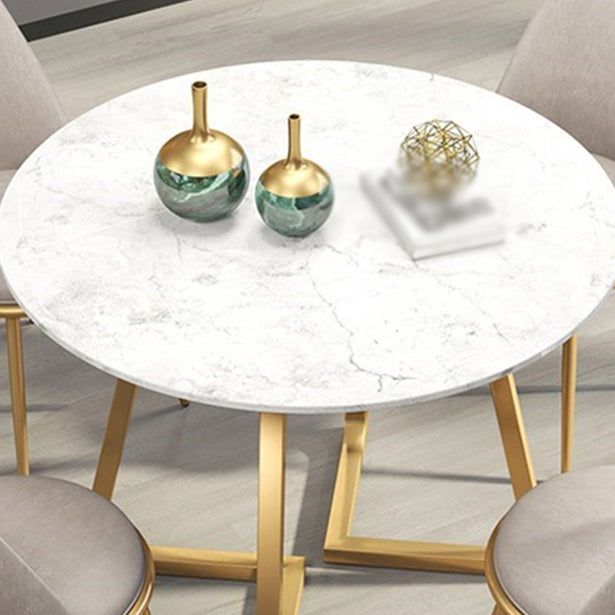 Glam 1/4/5/6 Pieces Dining Set Round Stone Dining Table for Dining Room