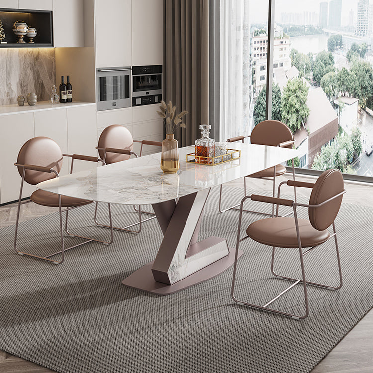 Nordic Glam Style 1/4/5/7 Pieces Dining Sintered Stone Dining Table Set with Metal Legs