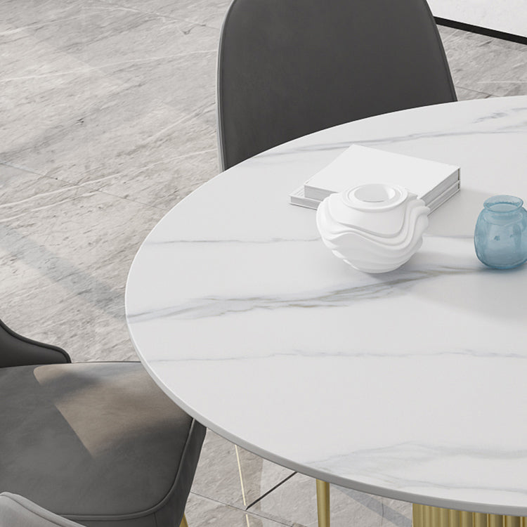Glam 1/7 Pieces Dining Set Round Stone Dining Table for Dining Room
