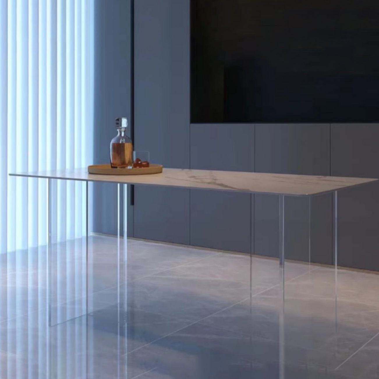 Modern 1/7 Pieces Dining Set Rectangle Acrylic Dining Table for Dining Room