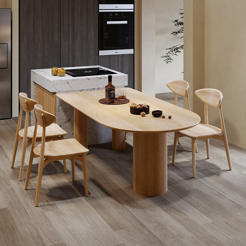 Free Form Pine Solid Wood Dining Table Simplicity 3 Legs Table for Dining Room