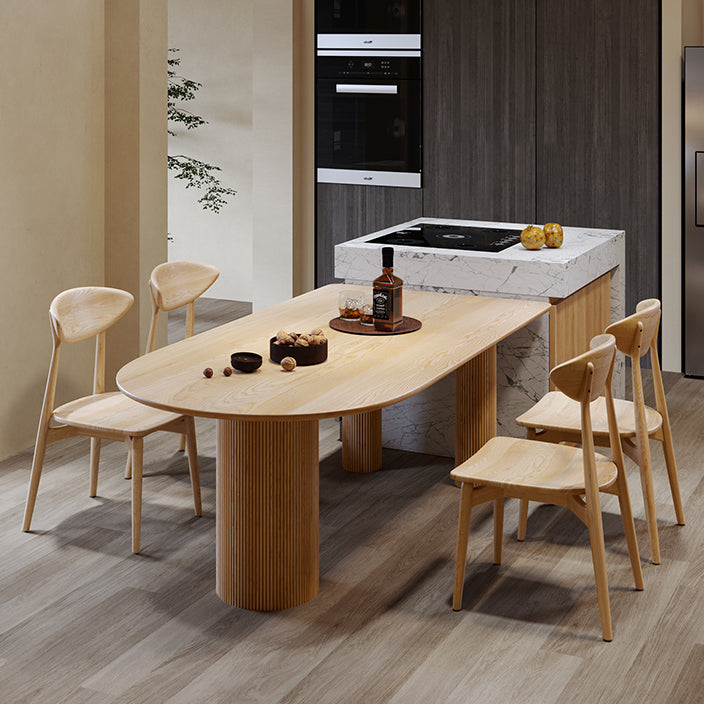 Free Form Pine Solid Wood Dining Table Simplicity 3 Legs Table for Dining Room