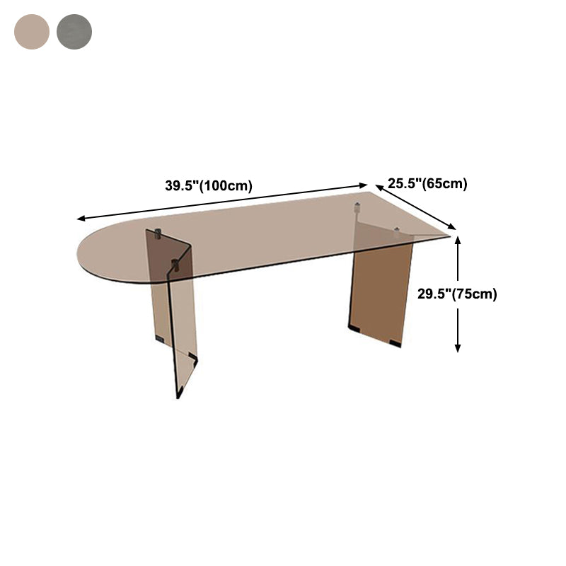 Table d'intérieur moderne en verre de forme libre, plateau en verre transparent pour cuisine et salle à manger