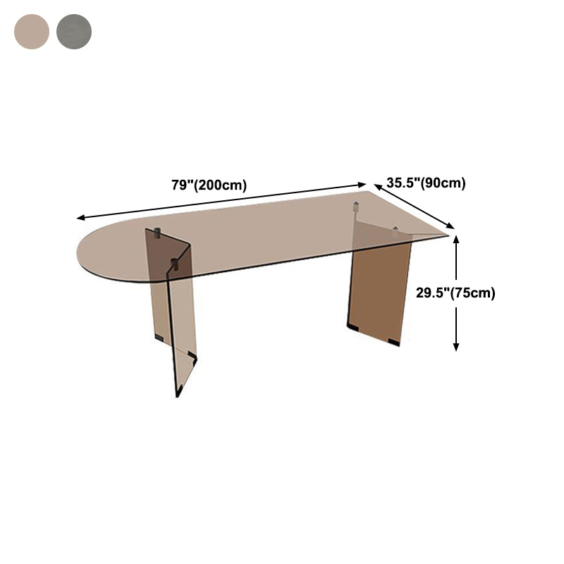 Table d'intérieur moderne en verre de forme libre, plateau en verre transparent pour cuisine et salle à manger