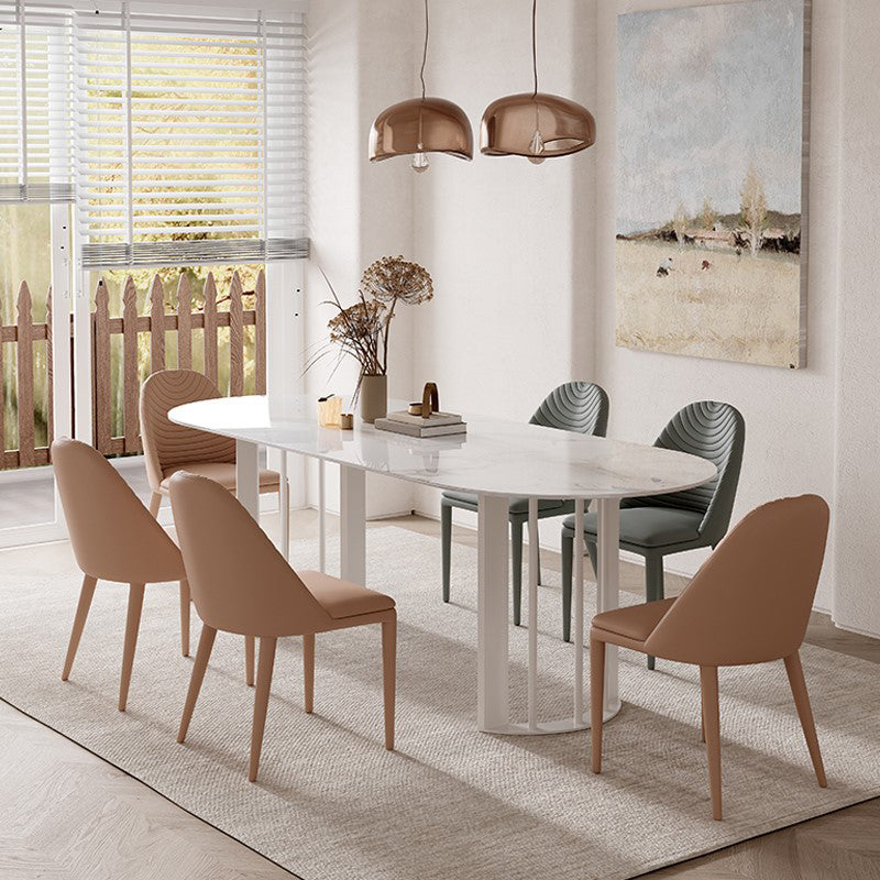 Simplicity Style Oval Double Furniture Stone Dining Table for Dining Room