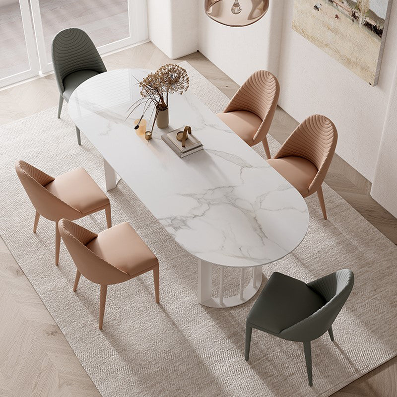 Simplicity Style Oval Double Furniture Stone Dining Table for Dining Room