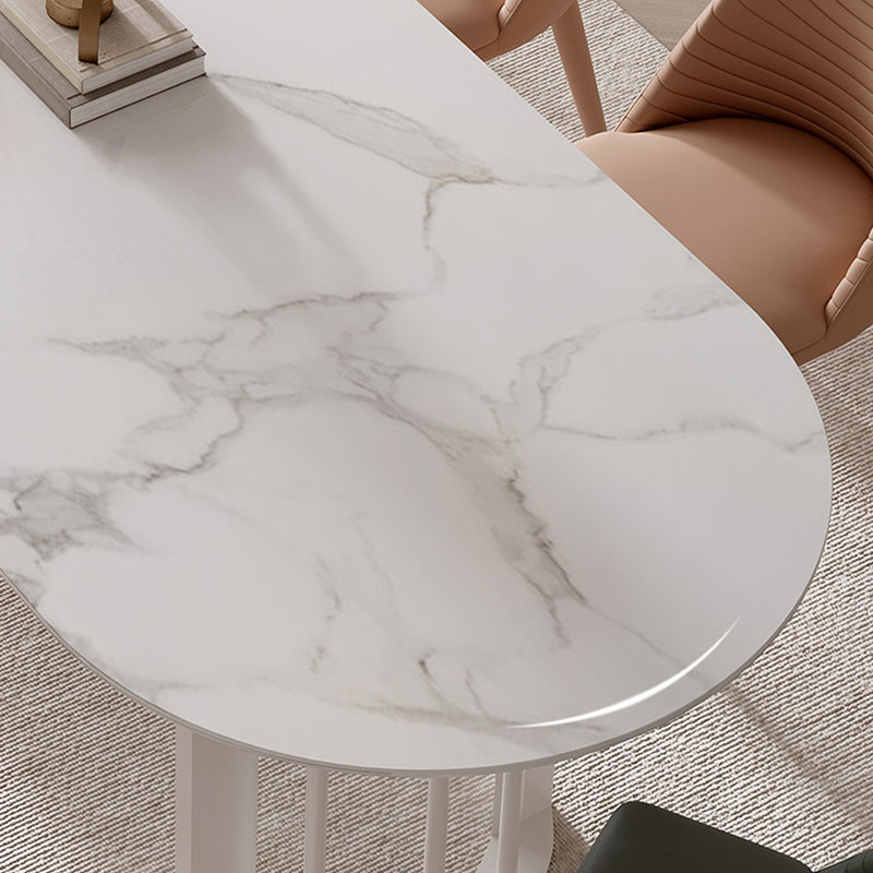 Simplicity Style Oval Double Furniture Stone Dining Table for Dining Room