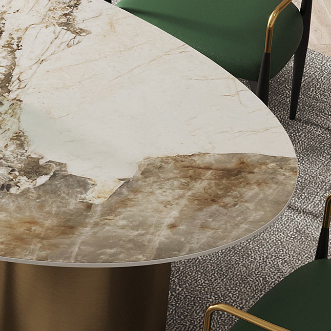 Metal Traditional Luxury Oval Indoor Table Marble Top Table with 3 Legs