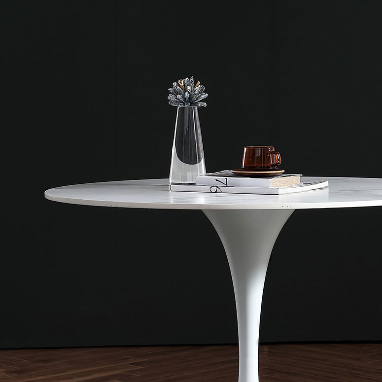 Stone Top Dining Table Modern Round Dining Table with Pedestal Base
