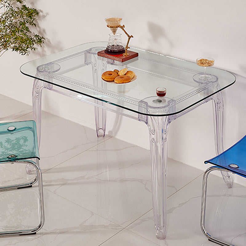 Modern Glass Dining Table Clear Dining Table with Plastic Base