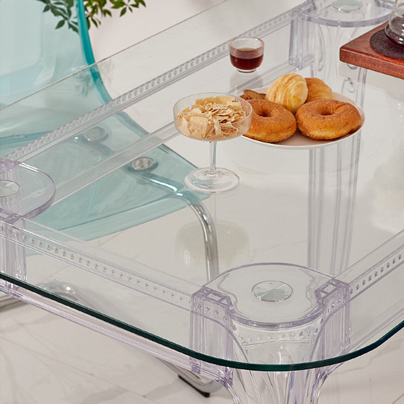 Modern Glass Dining Table Clear Dining Table with Plastic Base
