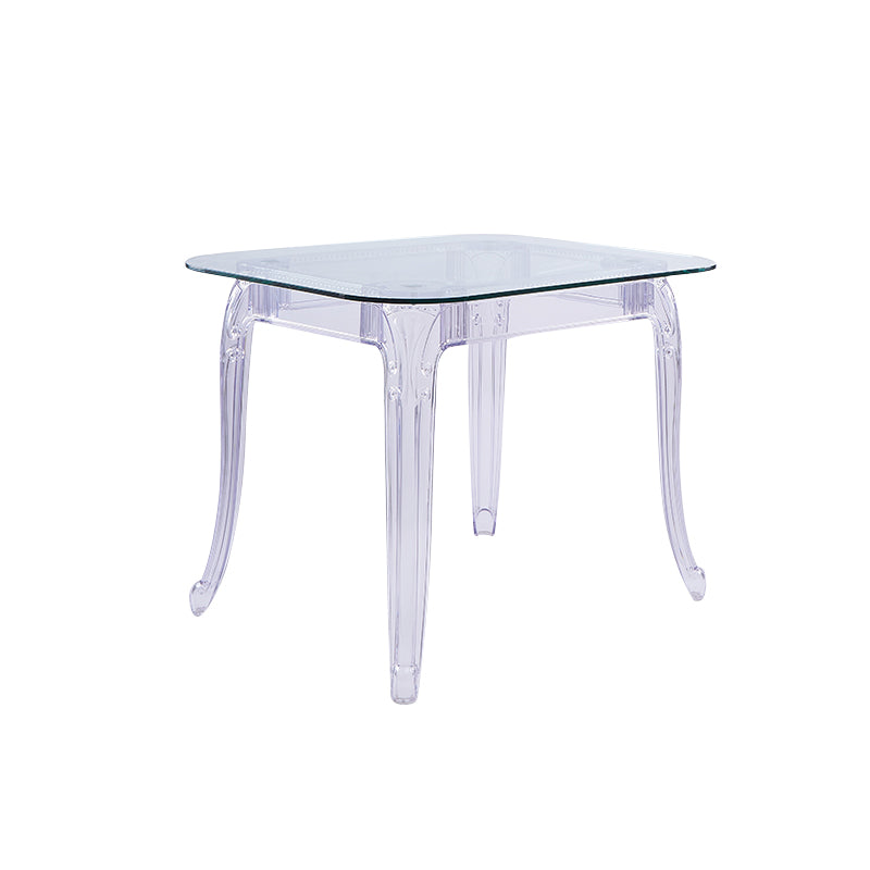 Modern Glass Dining Table Clear Dining Table with Plastic Base