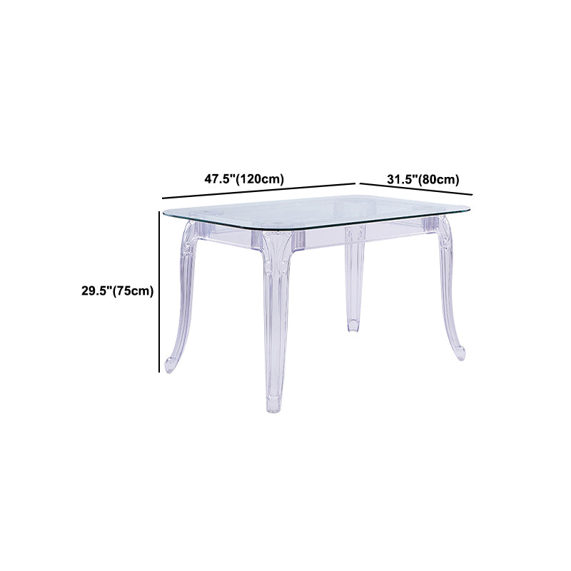 Modern Glass Dining Table Clear Dining Table with Plastic Base