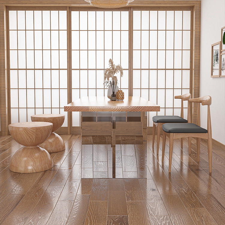 Pine Wood Top Dining Table Traditional Luxury Solid Wood Table with Sled Base