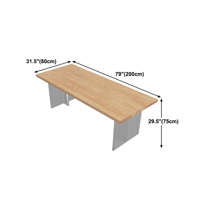 Pine Wood Top Dining Table Traditional Luxury Solid Wood Table with Sled Base