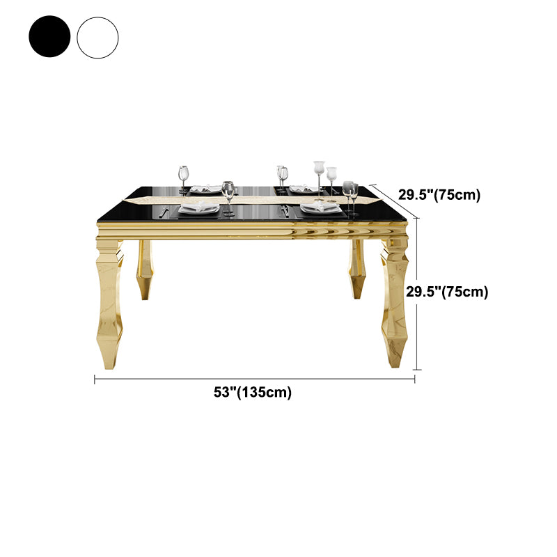 Metal Traditional Luxury Rectangle Indoor Table Glass Top Table with 4 Legs