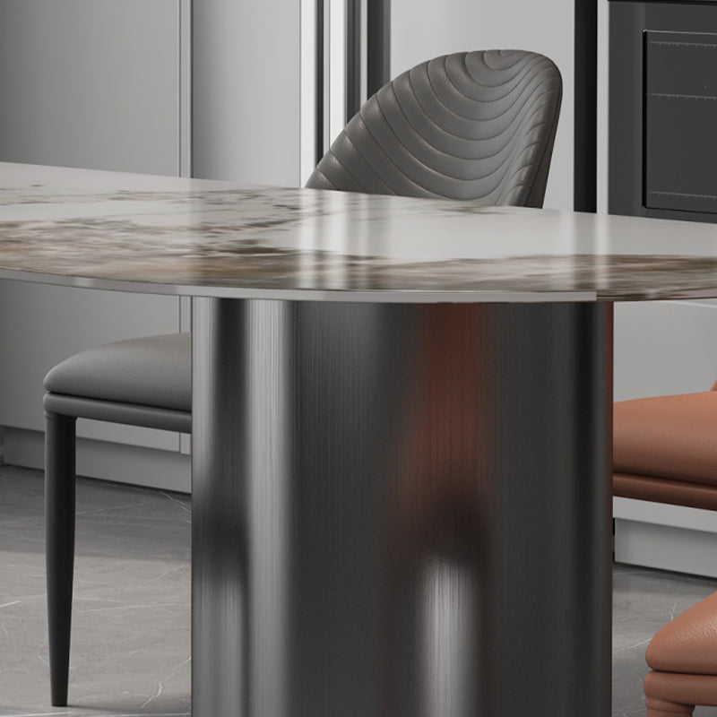 Sintered Stone Dining Table Traditional Luxury Double Pedestal Table for Kitchen