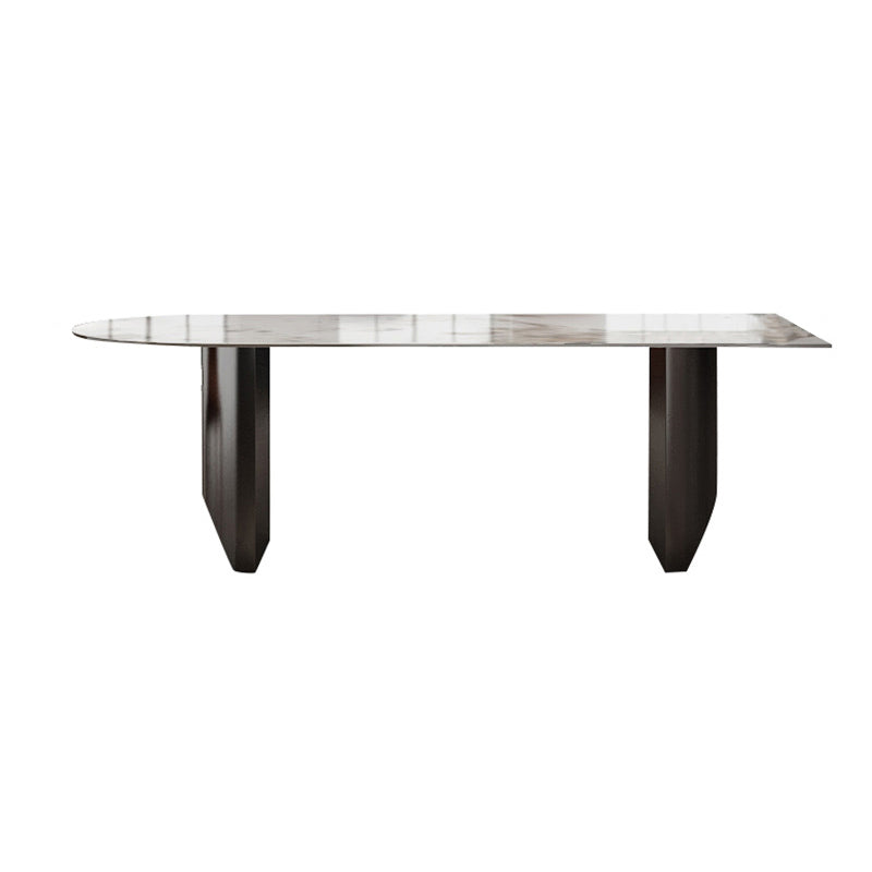 Sintered Stone Dining Table Traditional Luxury Double Pedestal Table for Kitchen